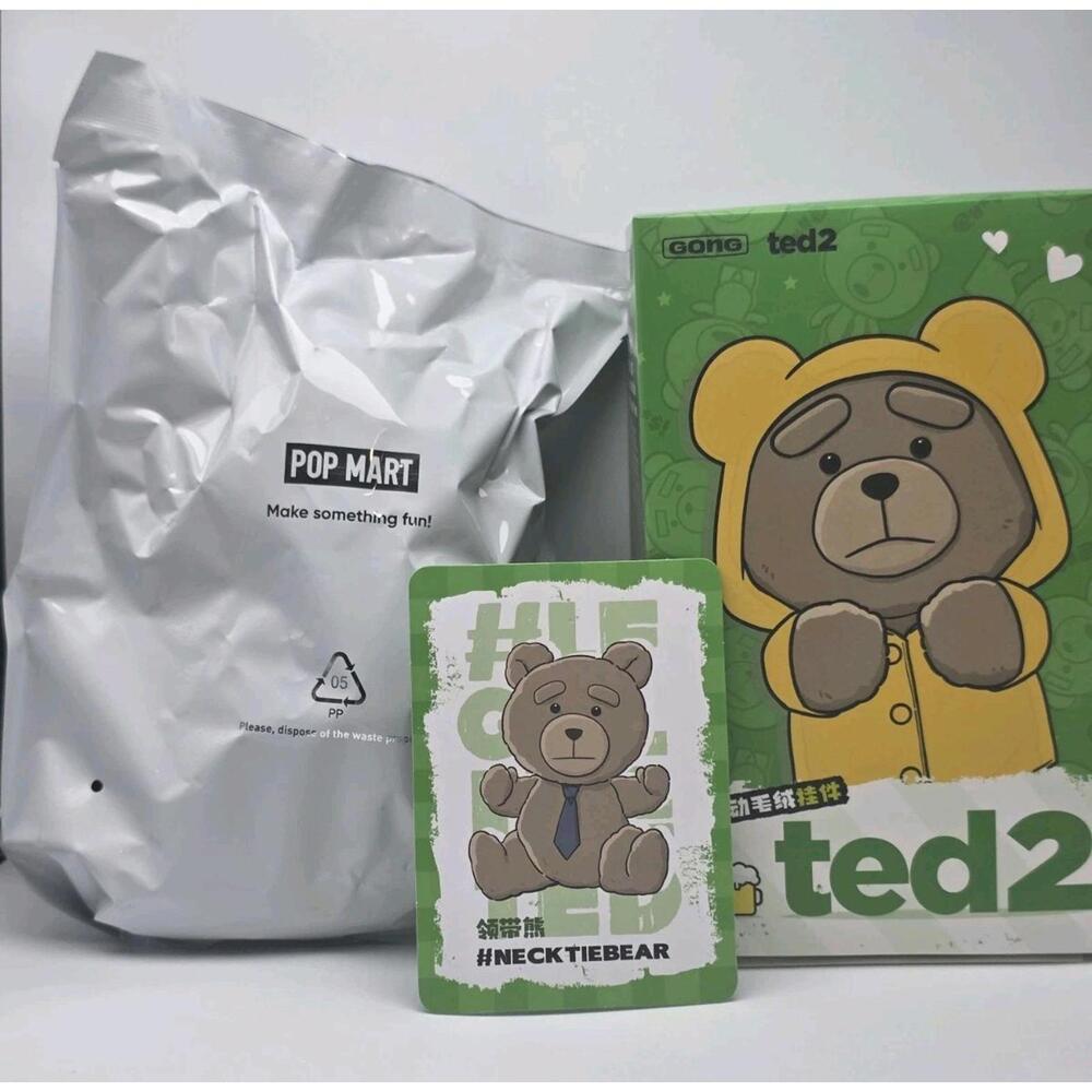 US Seller - Pop Mart- TED 2 - Plush Pendant - Neckti BEAR  Open Bottom Confirmed